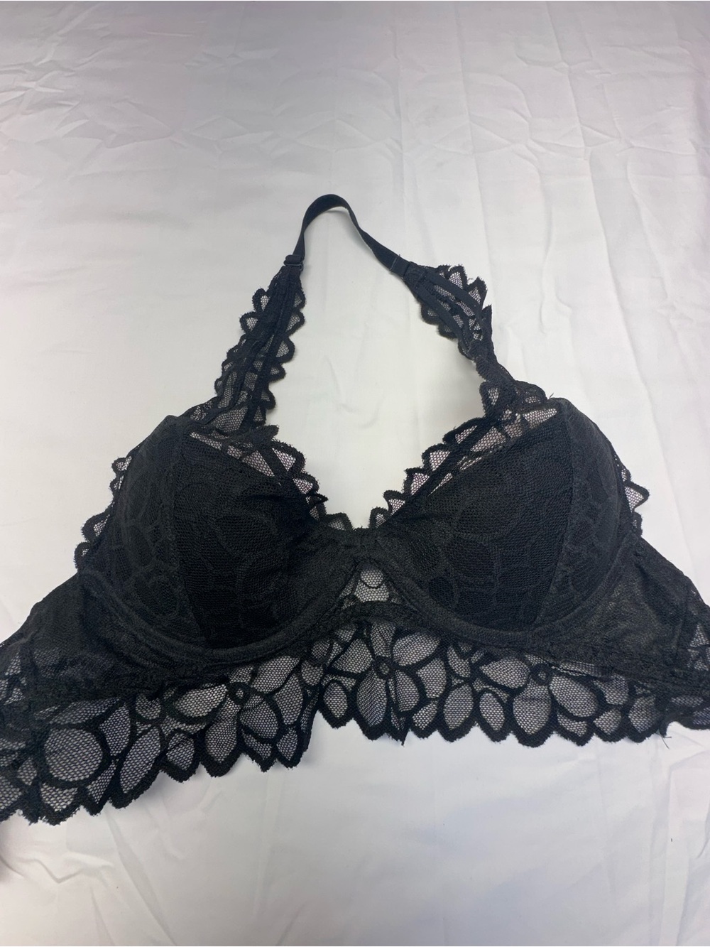 PINK Victoria's Secret Black Lace Halter Bralette